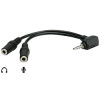 Audio Y kabel, 3.5mm Stereo (M) - 2×3.5mm Stereo (F), 0.15m